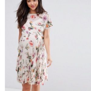 ASOS pleated floral maternity dress